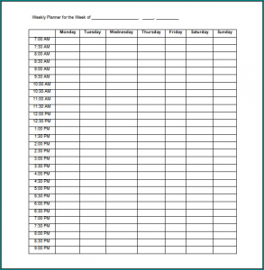 Sample of Weekly Schedule Template Word | Bogiolo