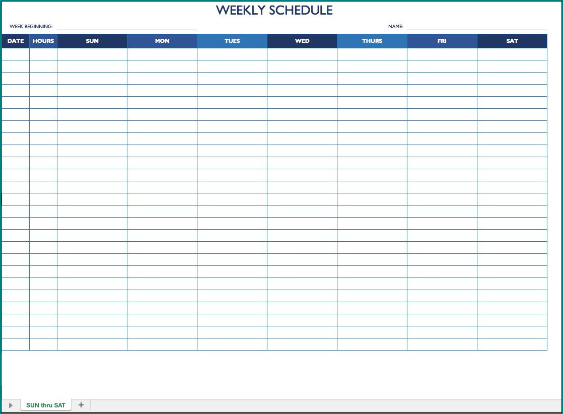 template for work schedule weekly