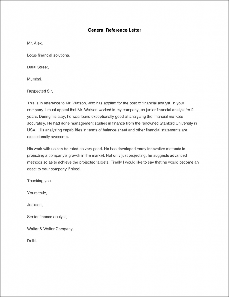 Sample of Work Reference Letter | Bogiolo