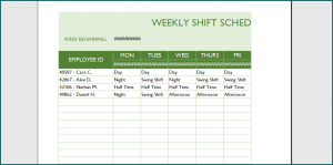 Schedule Template For Employees