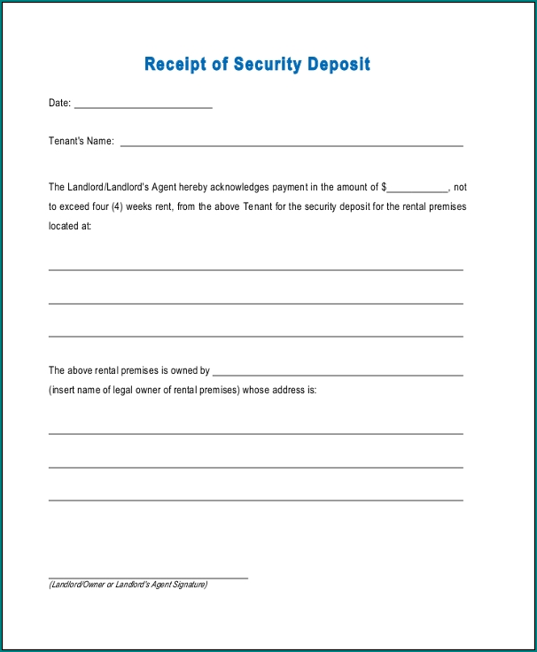 Security Receipt Template Sample