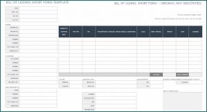 Short Form Bill Of Lading