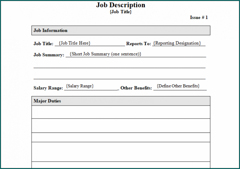 》Free Printable Simple Job Description Template