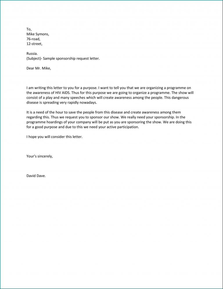 》Free Pritable Sponsorship Letter Template