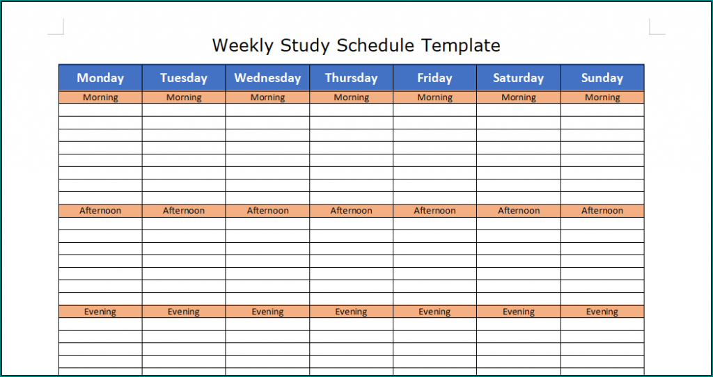 》Free Printable Study Schedule Template