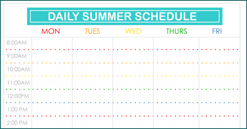 》Free Printable Summer Daily Schedule Template