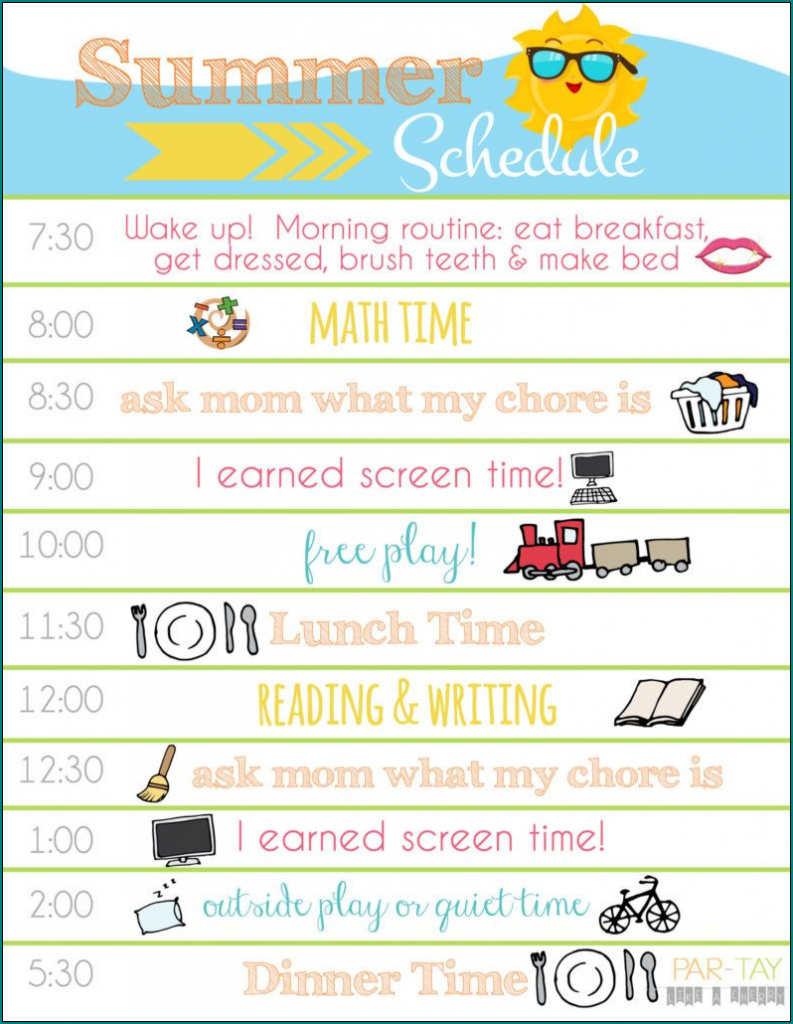 》Free Printable Summer Daily Schedule Template