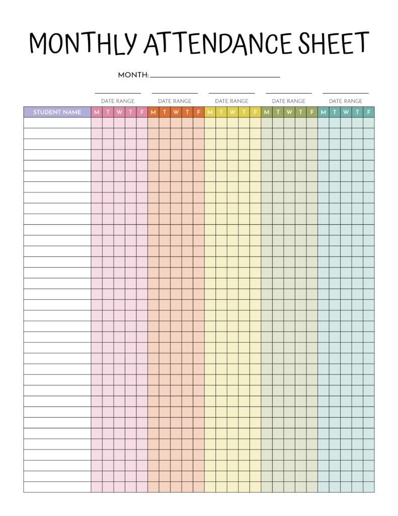 Teacher Attendance Sheet Template Sample