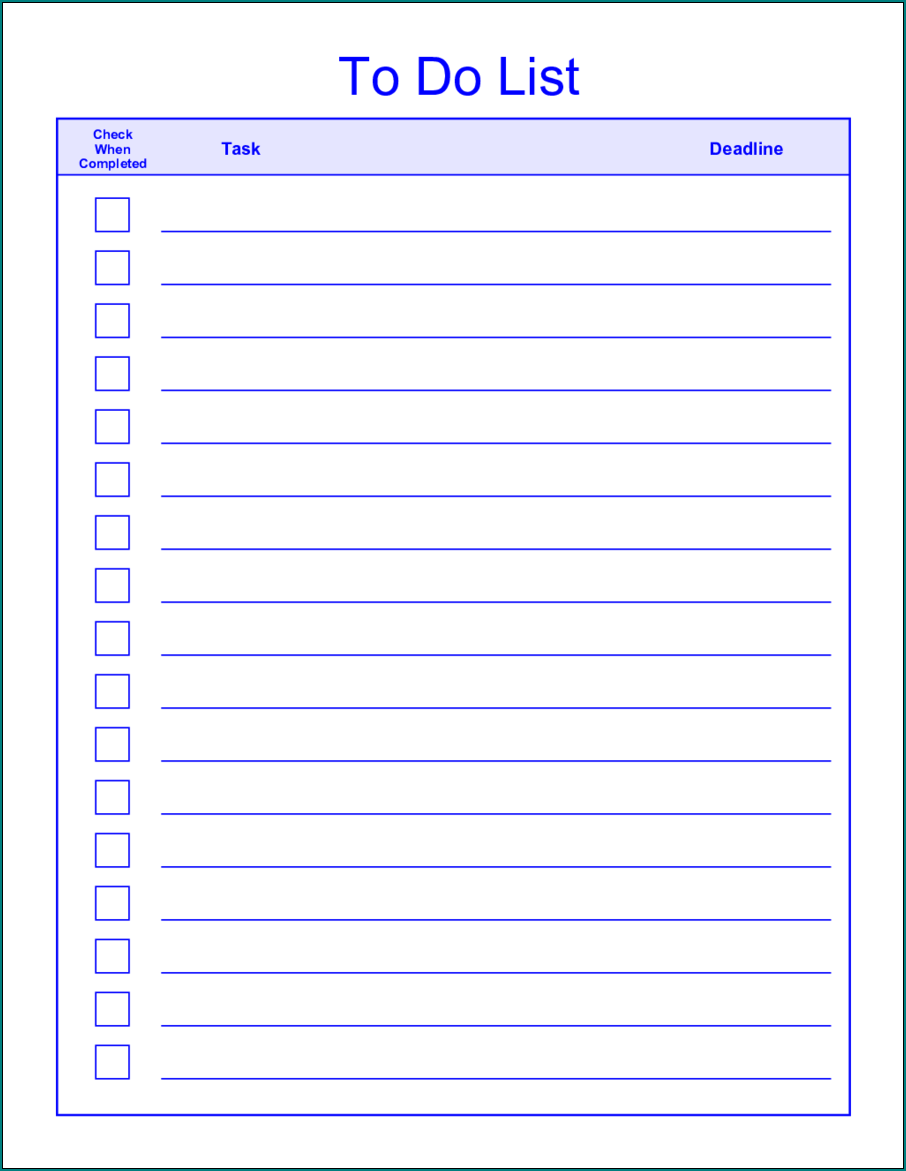 Things To Do List Template Example