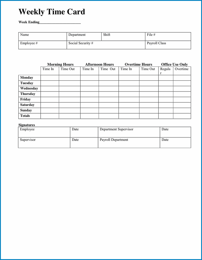 Time Card Template Example