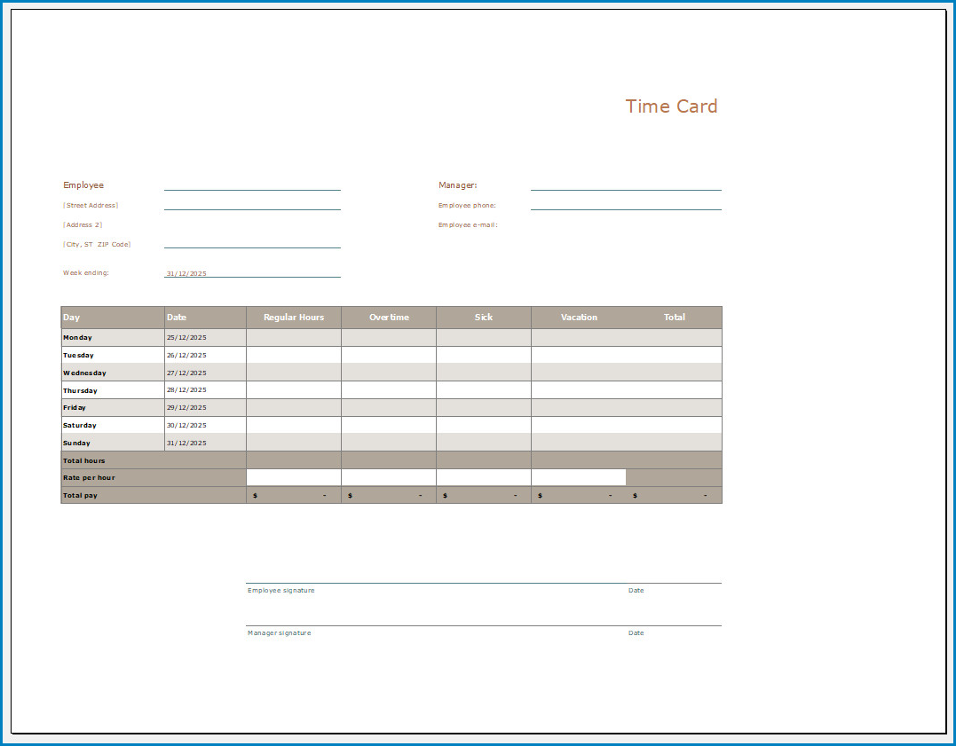 Time Card Template