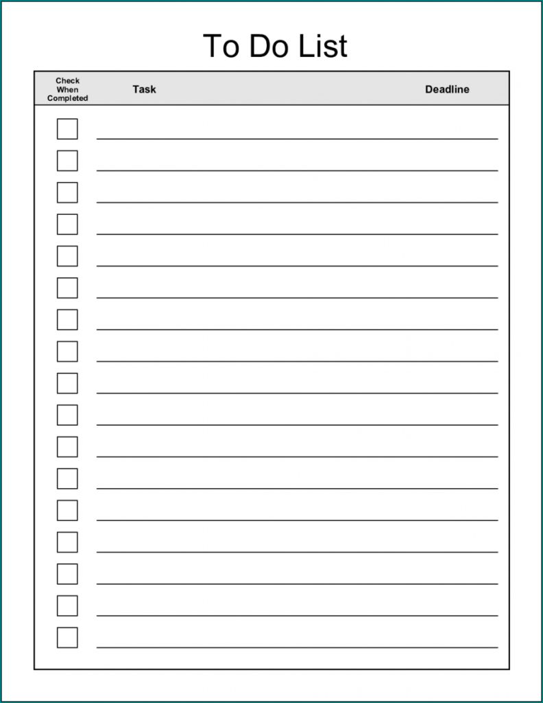 》Free Printable To Do Checklist Template