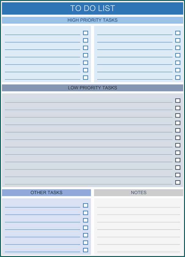 To Do List Template Excel Sample