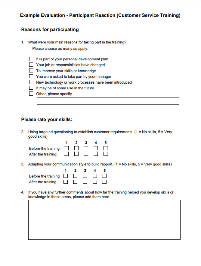 Training Check Evaluation Form