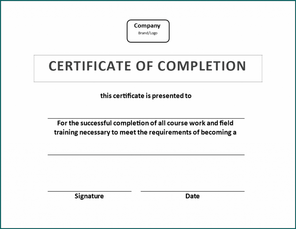 Training Completion Certificate Template Example | Bogiolo