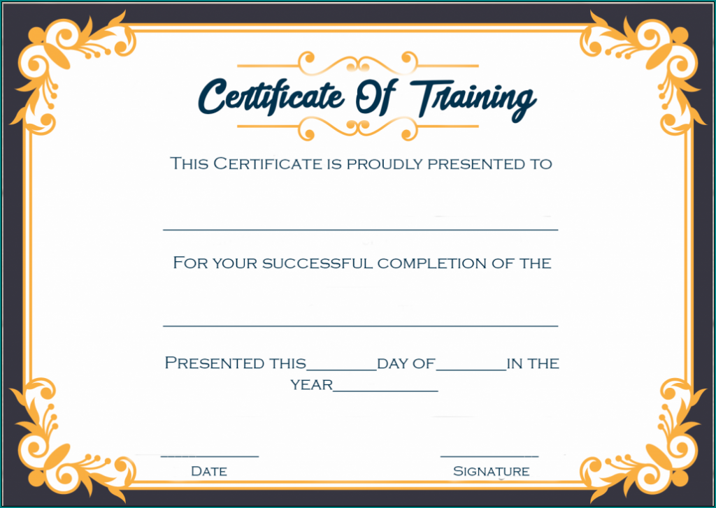 Training Completion Certificate Template Sample Bogiolo