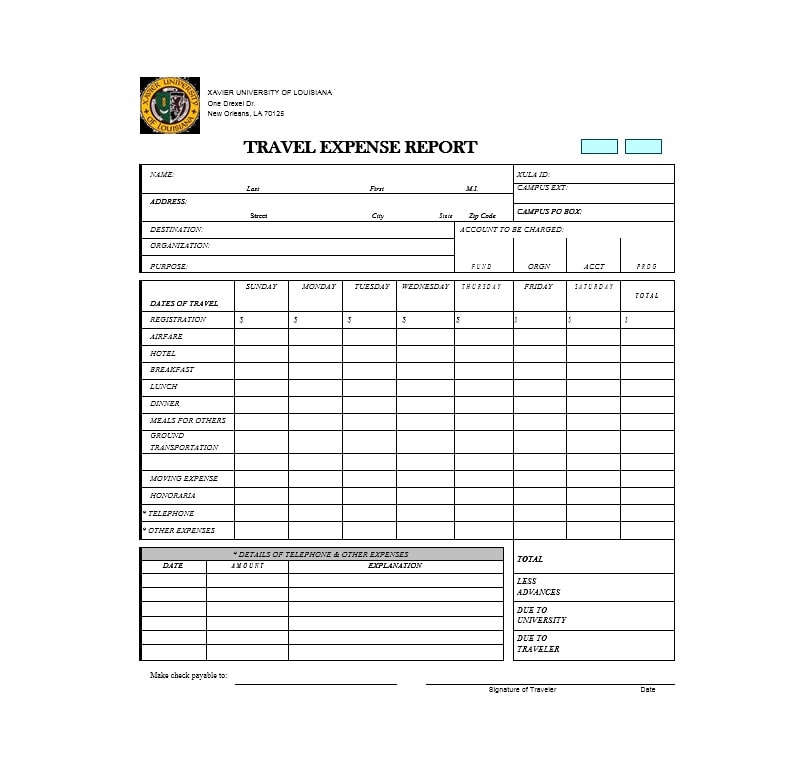 Travel Expense Report Template