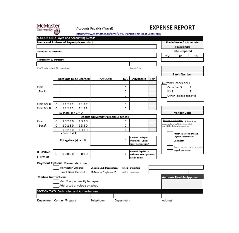 Travel Expense Report Template