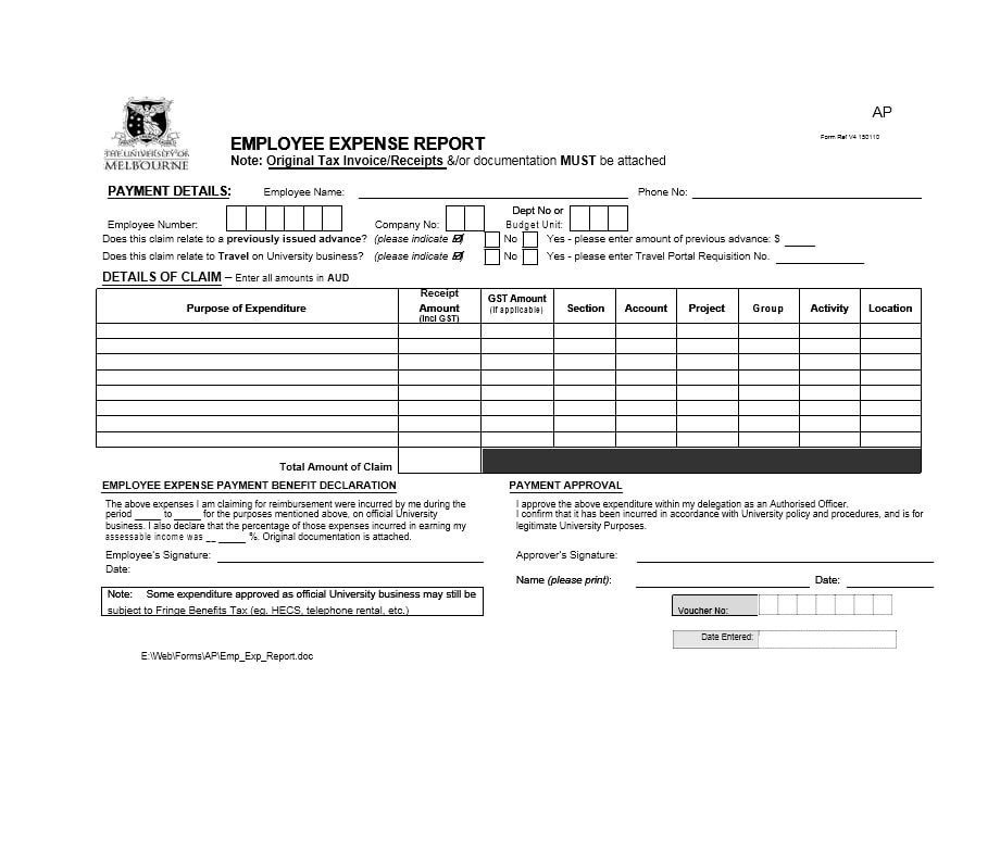 Travel Expense Report Template