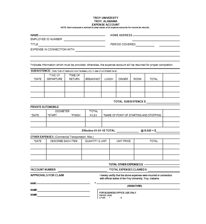 Travel Expense Report Template