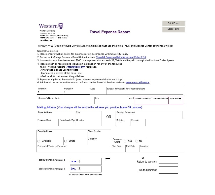 Travel Expense Report Template