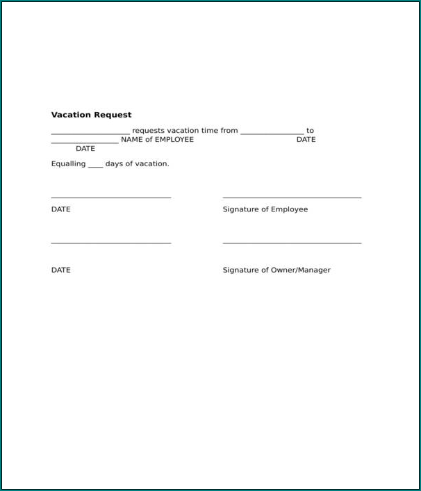 Vacation Request Form Example