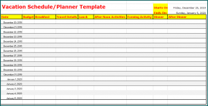 》Free Printable Vacation Schedule Template