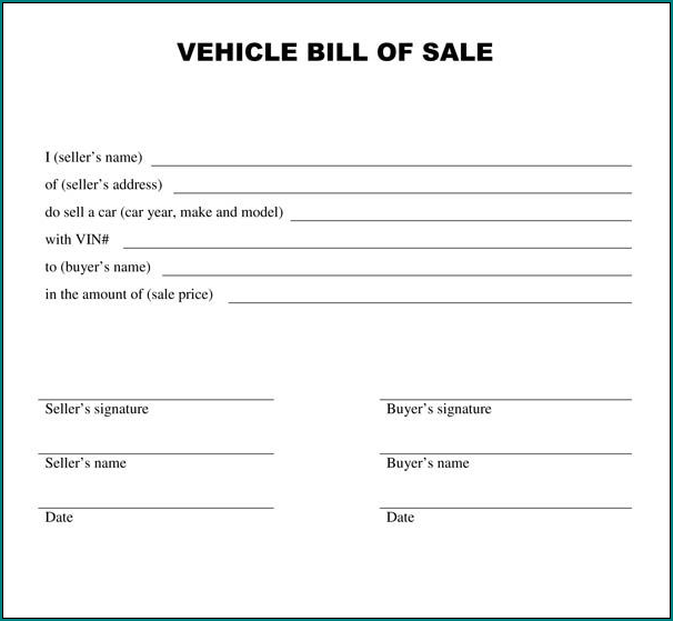 Vehicle Bill Of Sale Template Word Sample