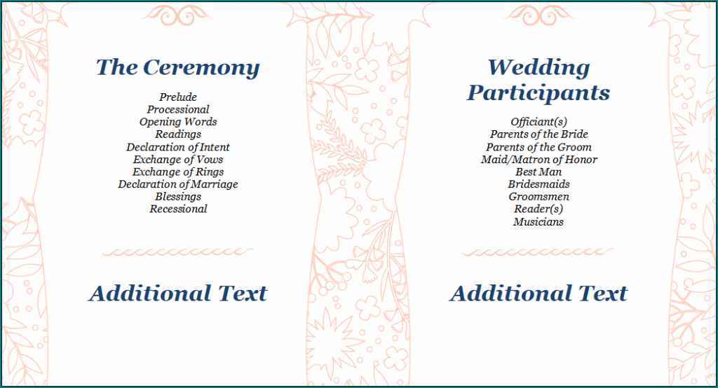 》Free Printable Wedding Reception Program Template