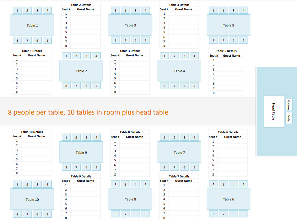 Wedding Seating List Template