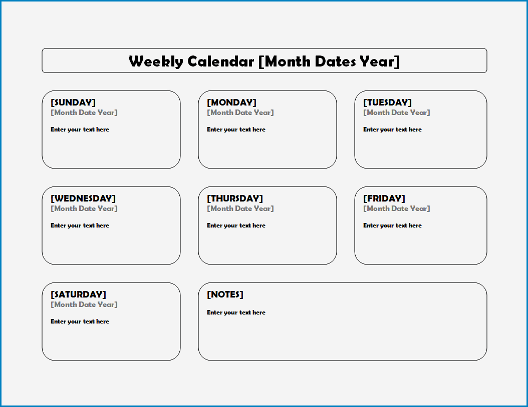 Weekly Calendar Template