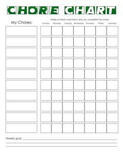 Weekly Chore Chart Template Example