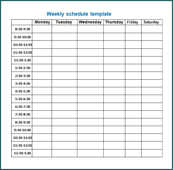 Weekly Class Schedule Template Sample