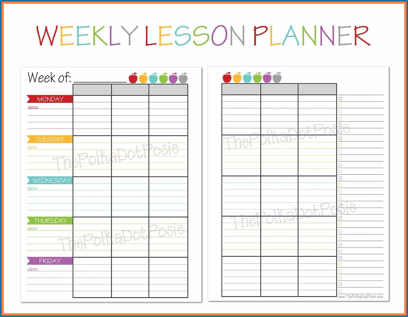 Weekly Lesson Planner Template Sample