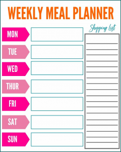 Weekly Menu Planner Template Example