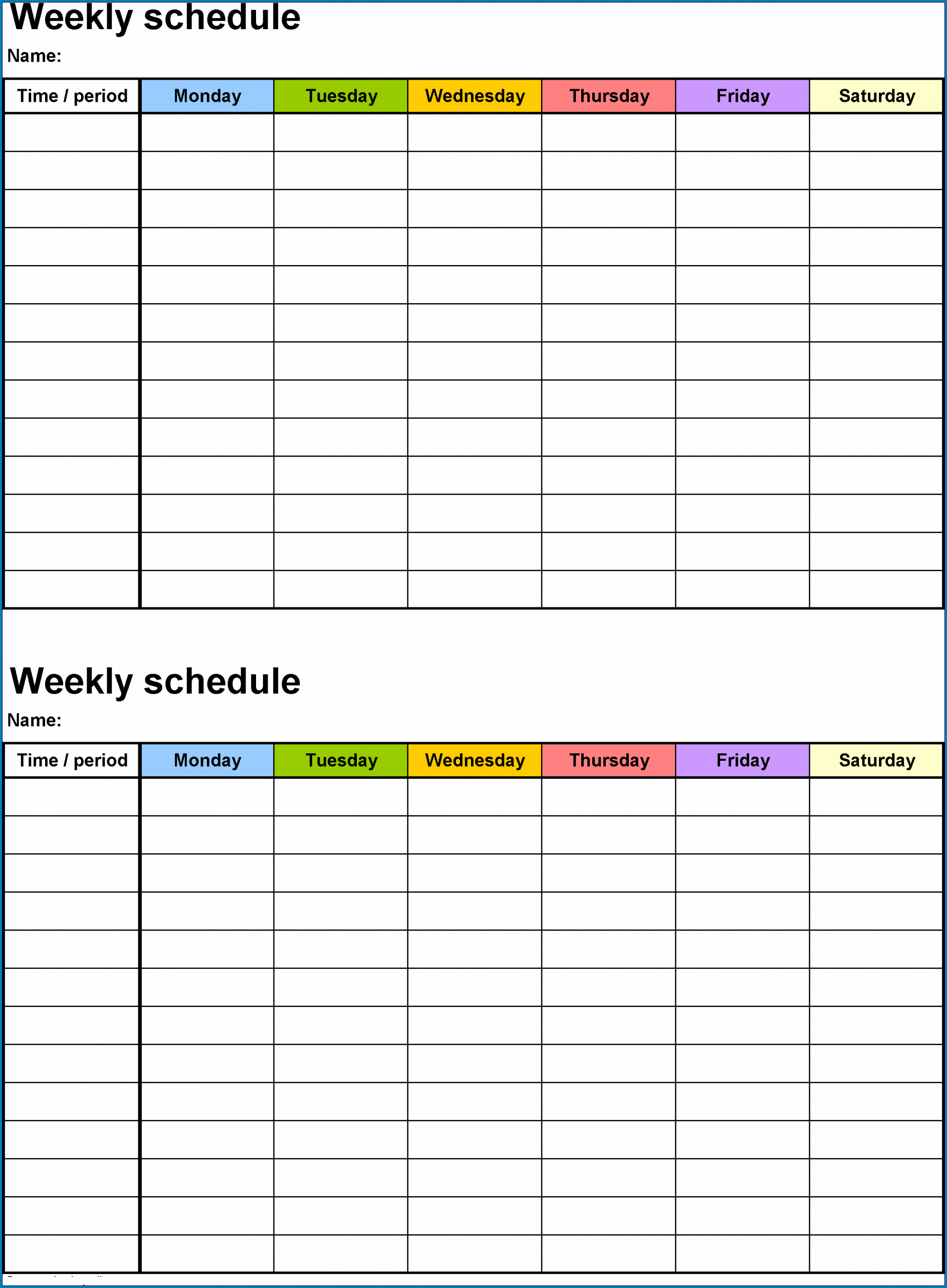 Weekly Planner Template Example