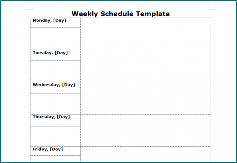 》Free Printable Weekly Schedule Template Word