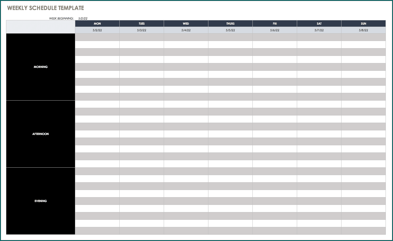 Weekly Workout Schedule Template Example