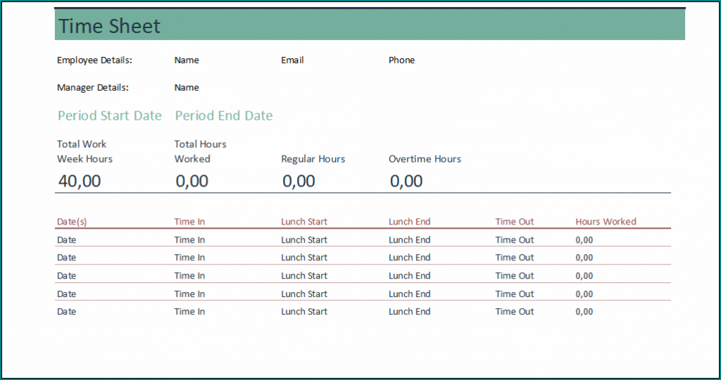 Work Timesheet Template Bogiolo