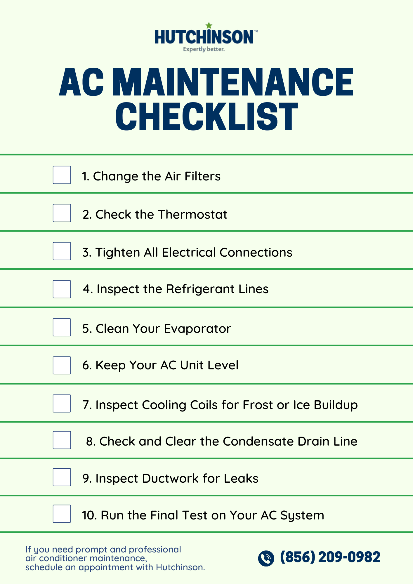 sample maintenance checklist template