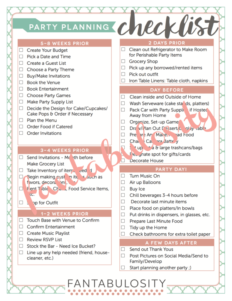 Access my FREE Party Planning Checklist - Fantabulosity