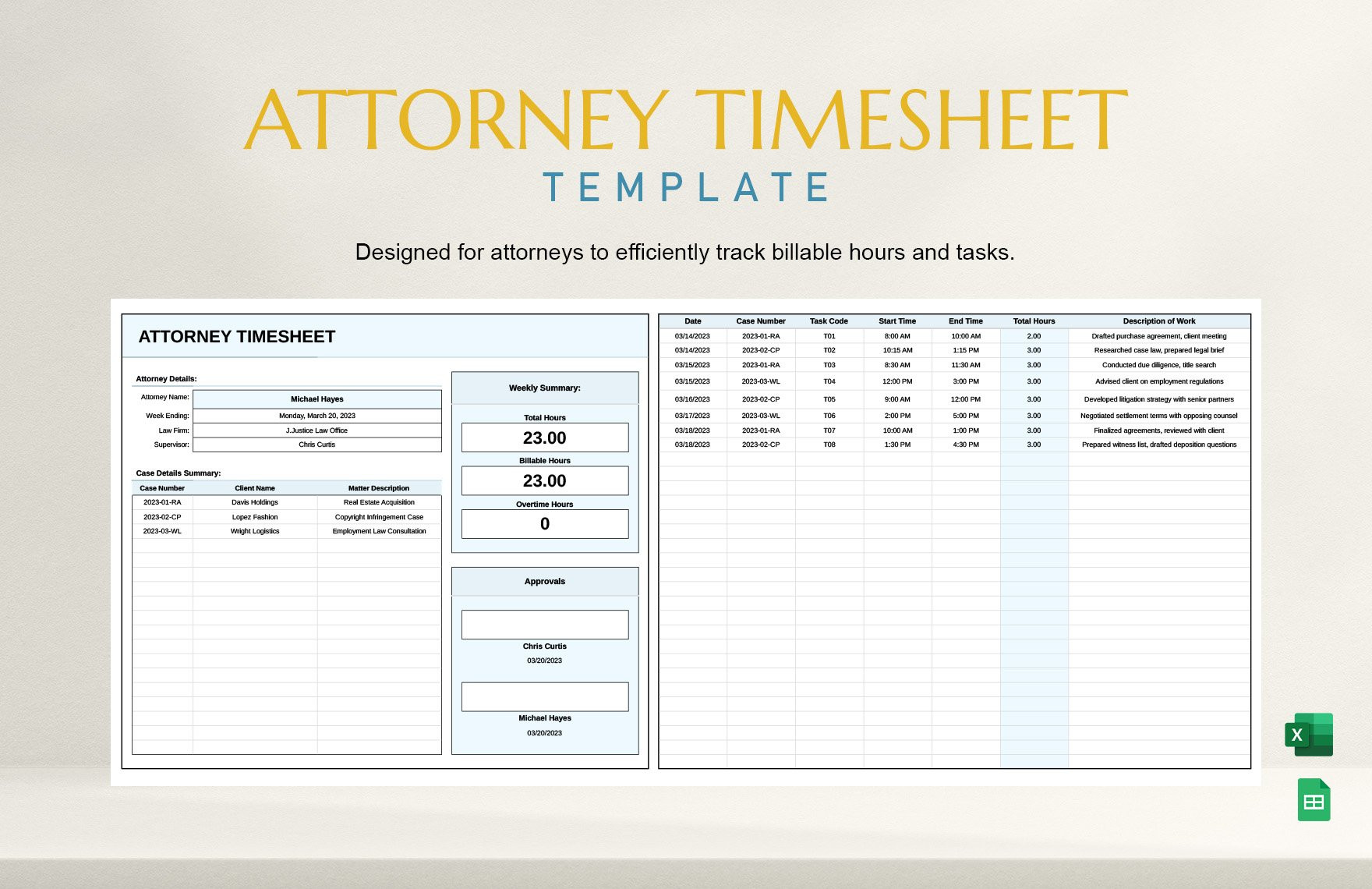 sample attorney timesheet template