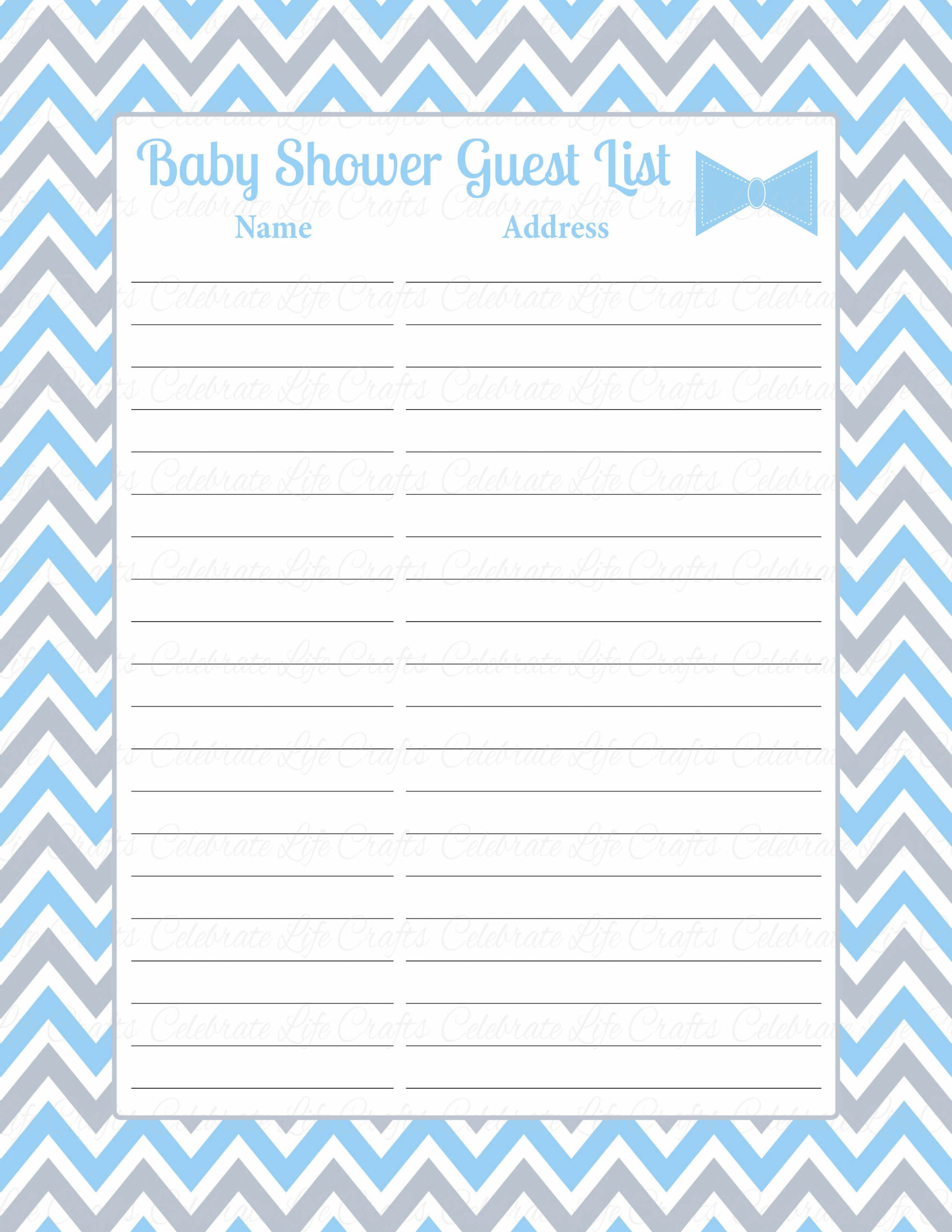 Baby Shower Guest Book Sign & List - Printable Blue Gray Bowtie - Little Man Baby Shower Decorations - B