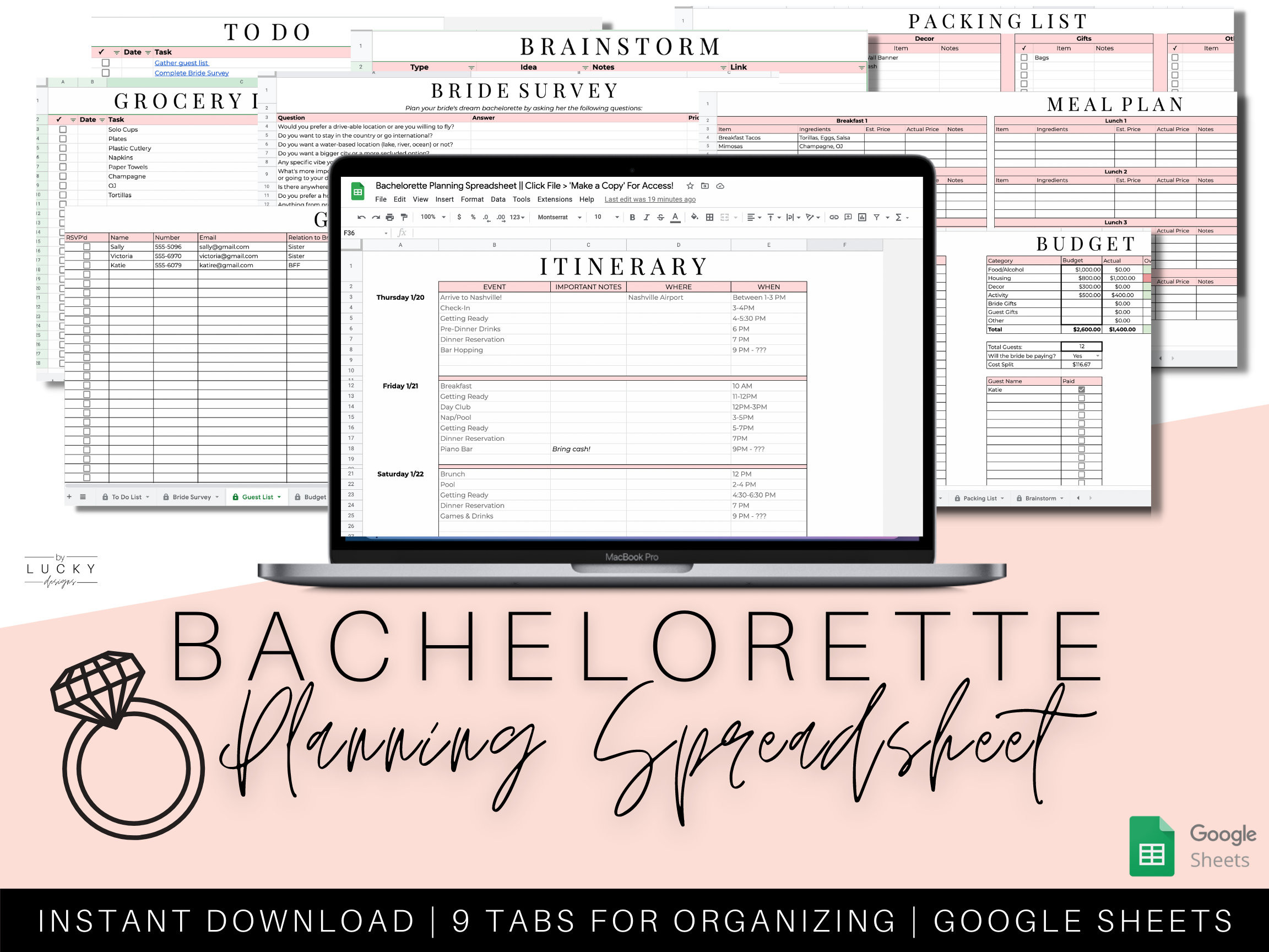 sample bachelorette budget template