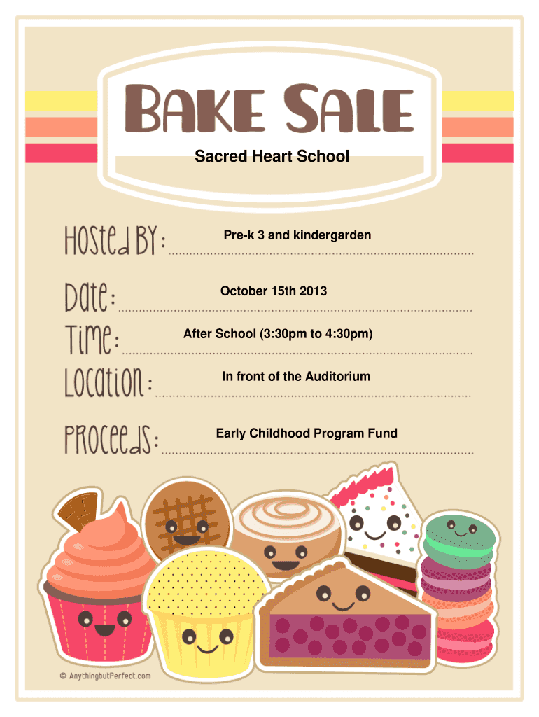 sample Bake Sale Price List Template