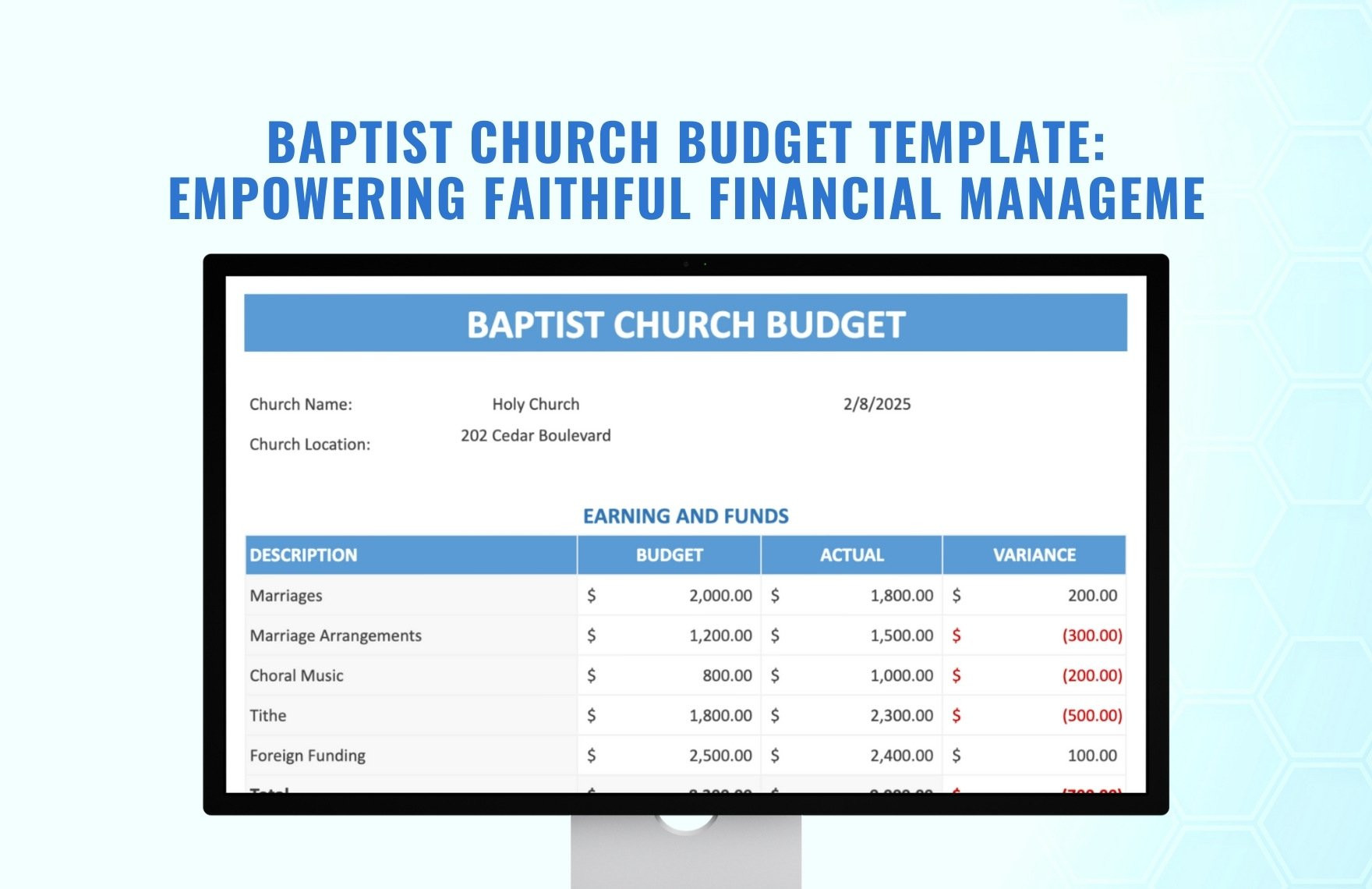 sample southern baptist church budget template