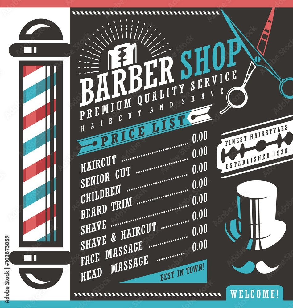 sample Barber Shop Price List Template