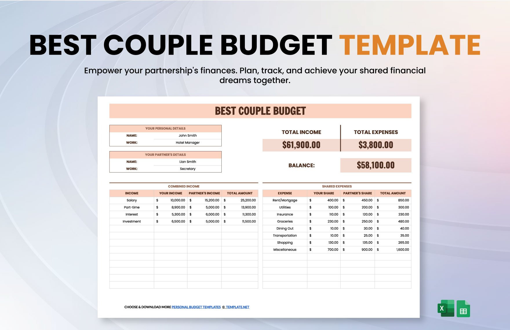 sample joint budget template