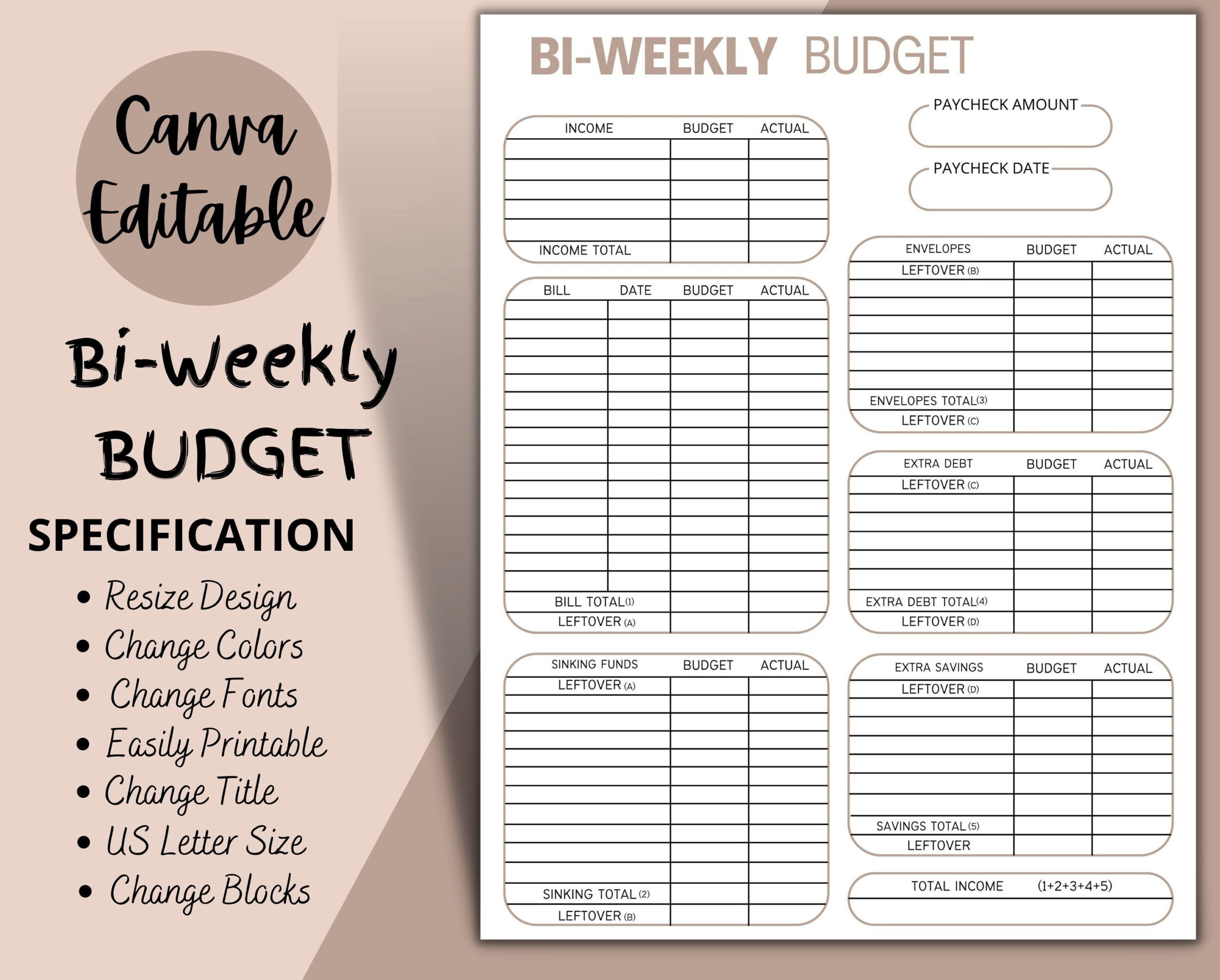 sample bi weekly budget template