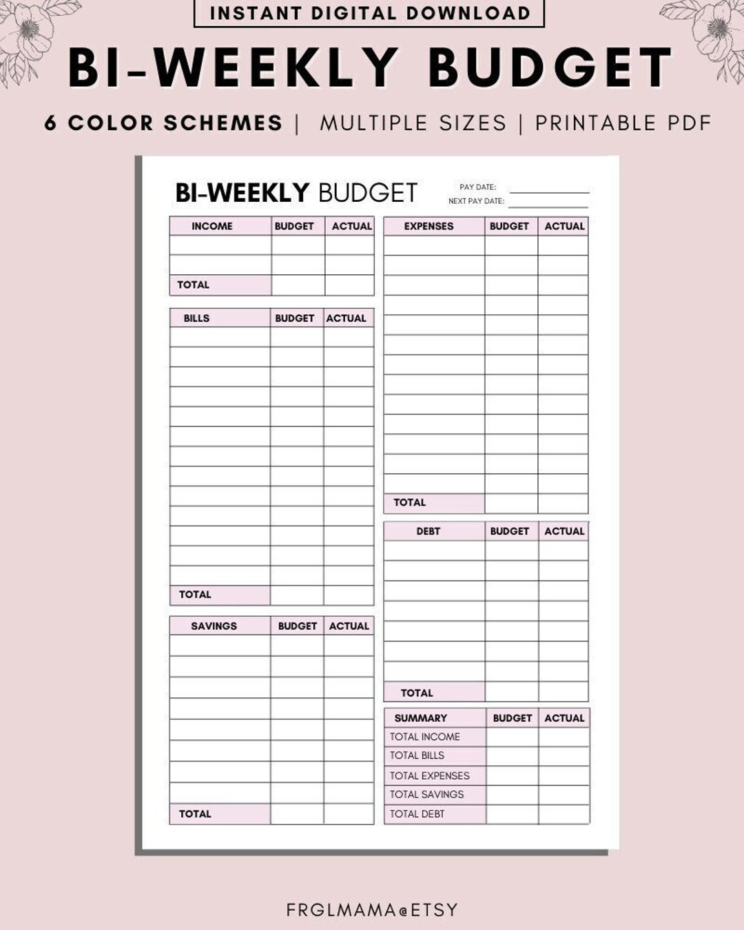 sample bi weekly pay budget template